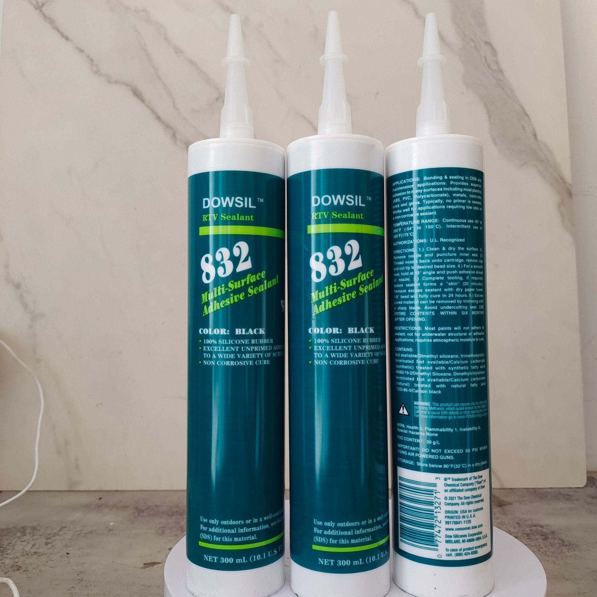 正品道康宁DC832玻璃胶密封胶防水耐高温黑灰色硅胶防水胶粘剂300