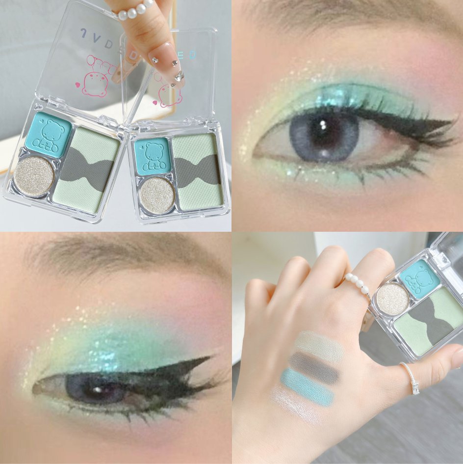 Frambuesa dulce de baja saturación ~ Paleta de sombra de ojos de cuatro colores Strawberry Bear Viajando diario Brownie gris té marrón púrpura