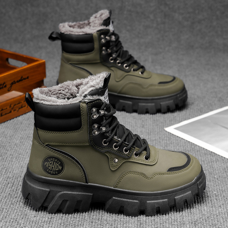 Martin botas de invierno de alto nivel para hombres con calzado de algodón al aire libre impermeable y resbaladizo pieles en botas de nieve del noreste