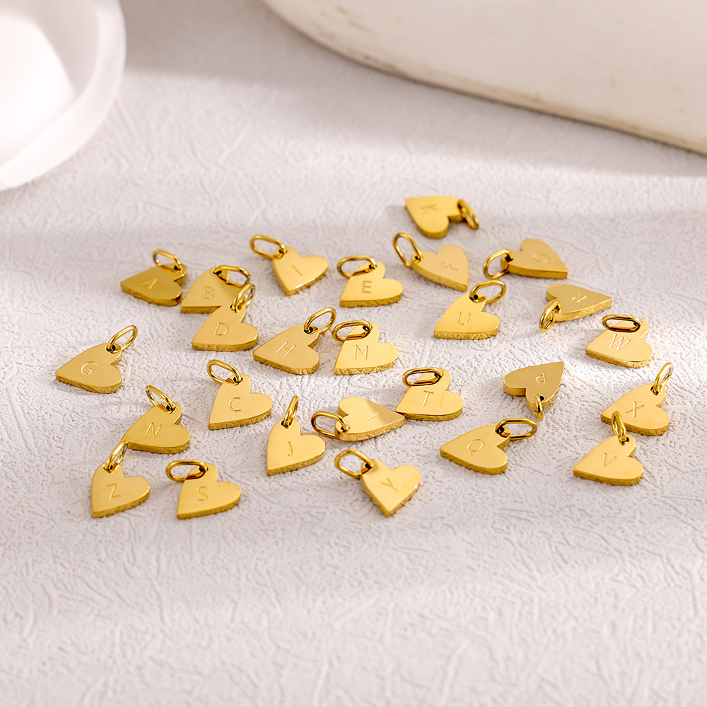 4g Weight Pendant Jewelry Making Type DIY Ornament Accessories Classification 1 Piece, 1 Set Quantity 304 Stainless Steel Material Letter, Heart Shape Pattern All Seasons Season Plating Design Simple Style Style 1 Piece 1 Set 304 Stainless Steel Letter Heart Shape Pendant 1