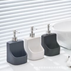 陶磁器の手洗いの液体の瓶の新型は洗剤のシャンプーの分注の瓶を押して瓶の風呂の両用の乳液の瓶を押します。