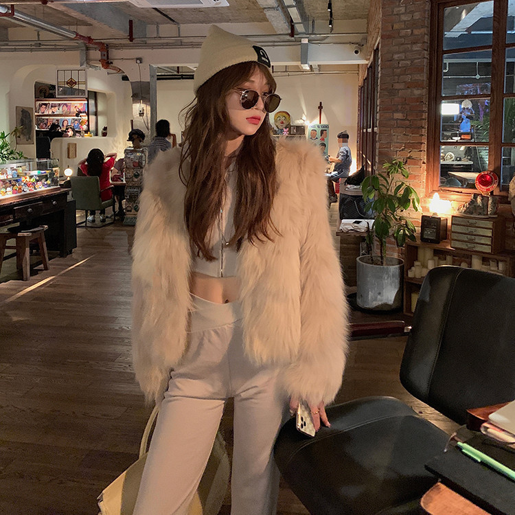 2022 autumn and winter New faux fox fur coat women's short Haining young fashion coat slimming