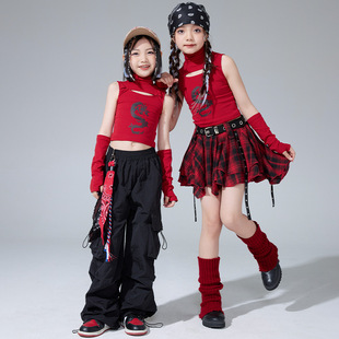 Girls' Jazz Dance Costume Girls' Hip Hop Jazz suit Girls' Western-style Navel Dancing Costume Children's Street Dance Fashion Costume