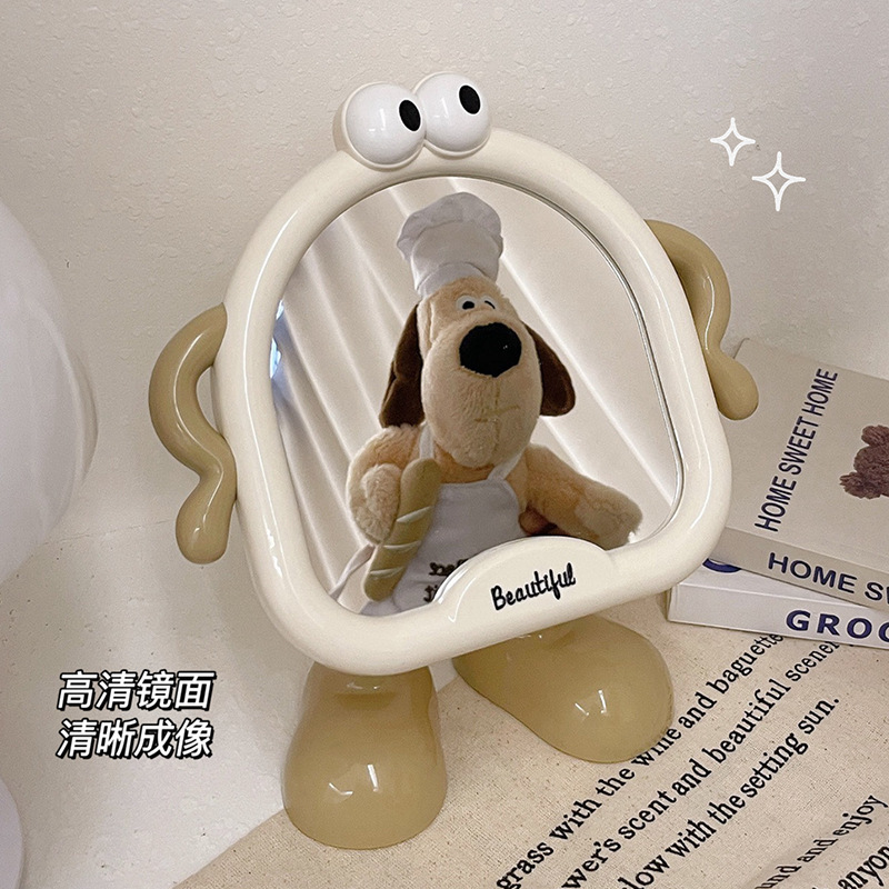 Espejo de maquillaje de escritorio de pie pequeño lindo dormitorio de escritorio doméstico dormitorio de maquillaje de maquillaje de alta definición espejo pequeño