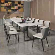 会议桌桌椅组合岩板简约现代大小型10人办公桌长方形白色轻奢条形