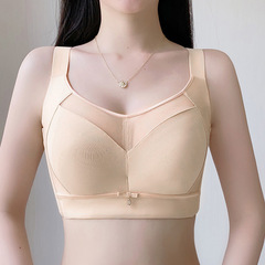 Glossy full-cup bandeau, large breasts, small-looking underwear, adjustable breast-retracting soft steel ring top-up anti-exposure bra