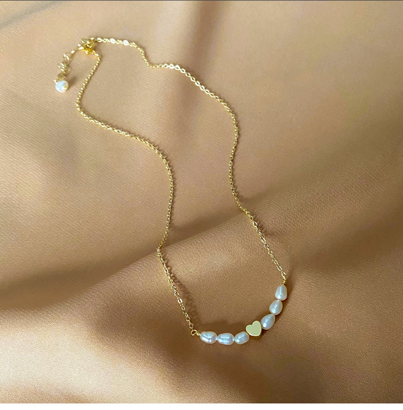 15g Weight Necklace Classification Simple Style Heart Shape Freshwater Pearl Copper Necklace In Bulk