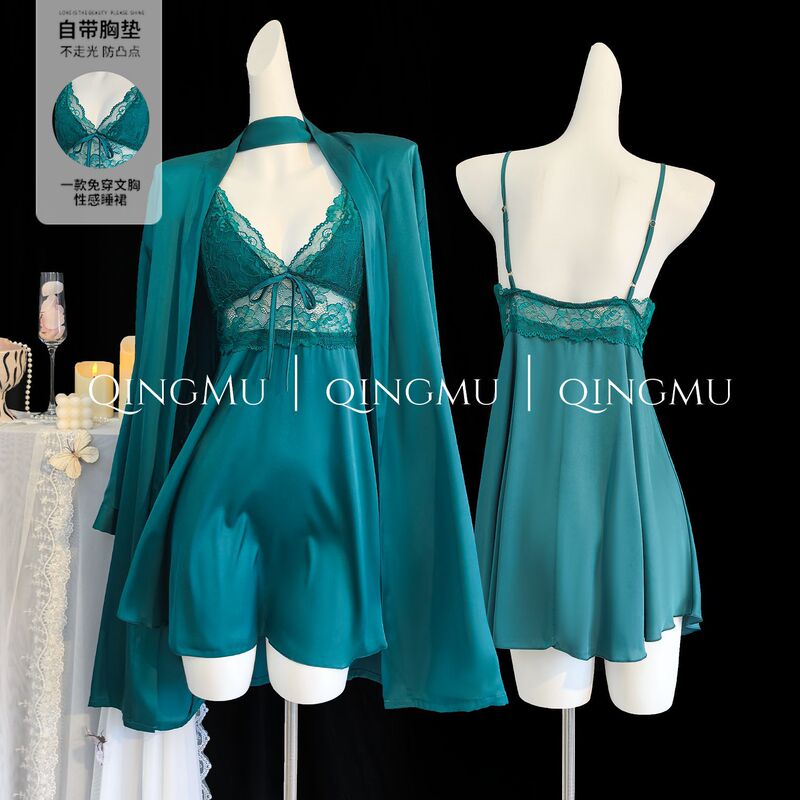 Satin Suspender Nightgown Pajama Set, Sexy and Pure Style, Flattering for the Skin, New Summer Style, Women's Home Wear, Light and Comfortable Satin Suspender Nightgown Pajama Set, Sexy and Pure Style, Flattering for the Skin, New Summer Style, Women's Home Wear, Light and Comfortable