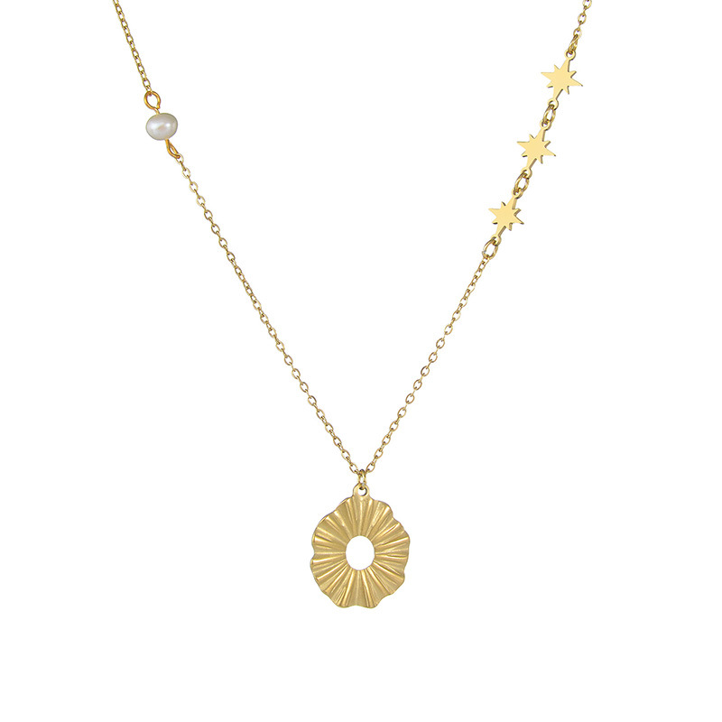 Chaîne De Couture De Style Simple Collier Rond Creux Femme Chaîne De Pull En Acier Titane Or 14k display picture 1