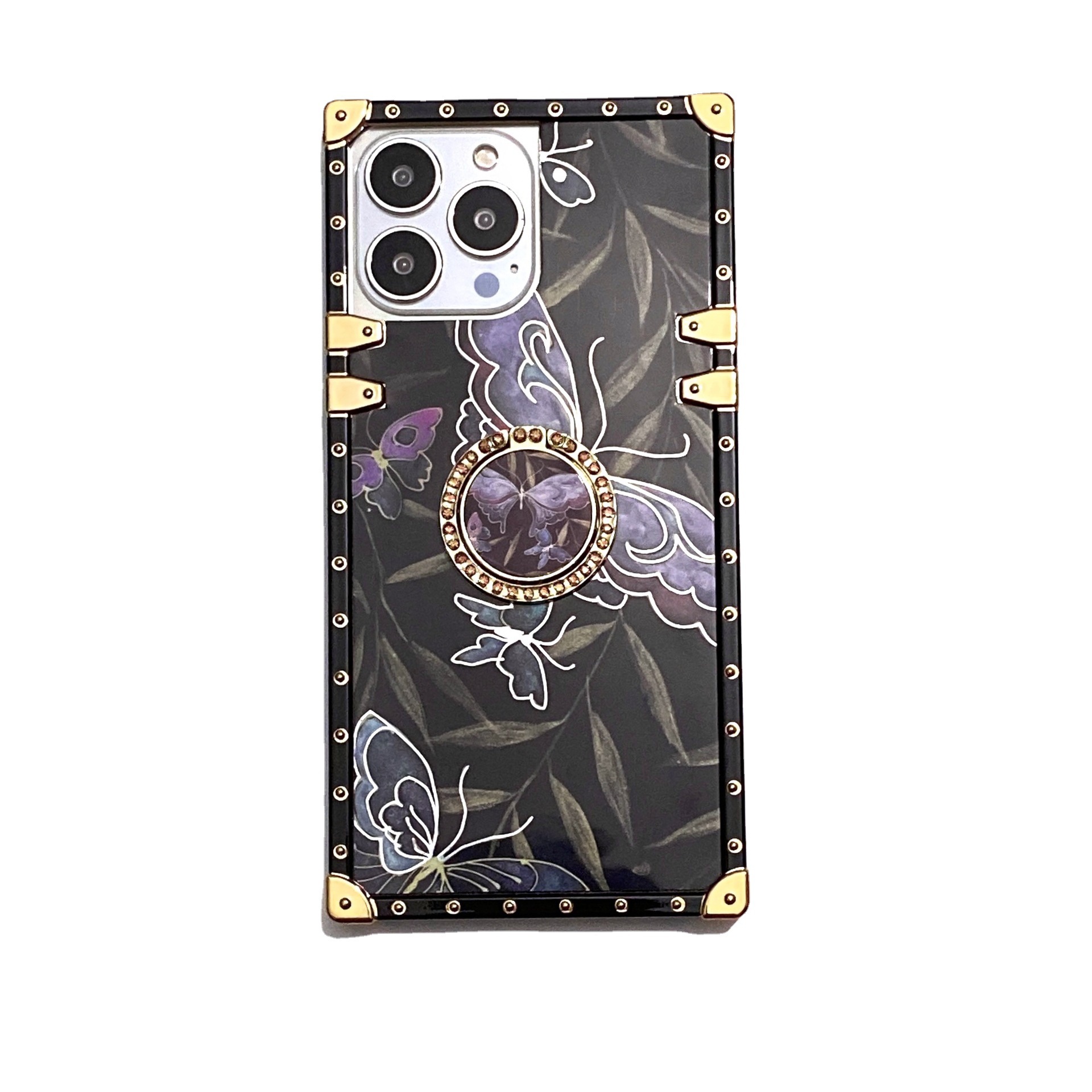 Phone Case With Butterfly And Pink Flower For Iphone 15 Pro Max_voghion.com