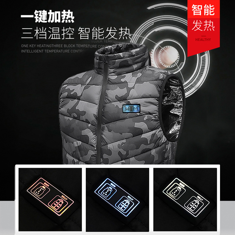 Transfronterizo M01 zona 13 camuflaje calefacción chaleco hombres y mujeres hombro calefacción inteligente calefacción chaleco carga USB