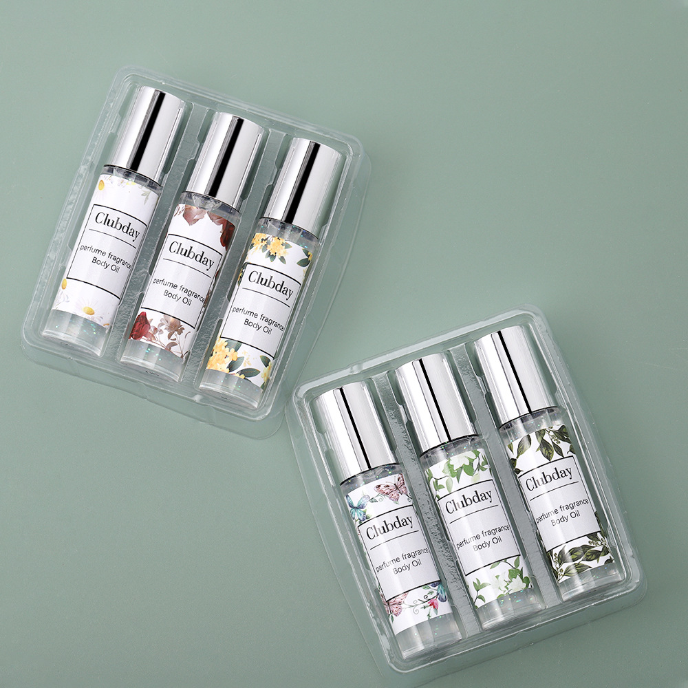 Clubday Body Fragrance Long-lasting Floral Roll-on Perfume Oil Natural Sparkling 3-bottle Wholesale Export Perfume Oil undefined