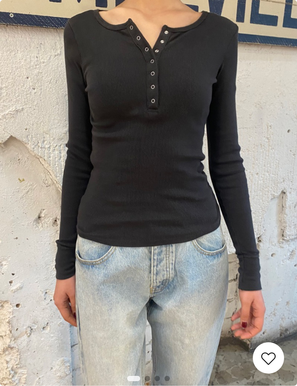 Bm Style New American-Style Solid Color Slim-Fit Base Layer Women's Bm Seven-Button Ribbed Slimming Long-Sleeve T-Shirt