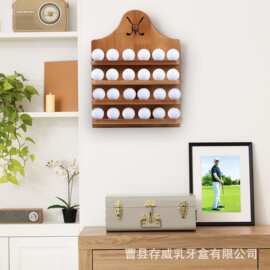 跨境木制多层棒球置物架壁挂式高尔夫球多格展示架高尔夫球架