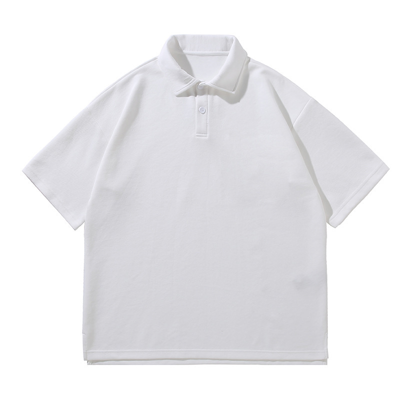 290グラム重ポンド潮牌襟シンプルpoloシャツtシャツオープン五分袖落肩ゆるい日系香港風polo|undefined