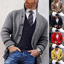 2025秋冬毛衣男欧美休闲纯色半高领长袖针织外套开衫亚马逊男装