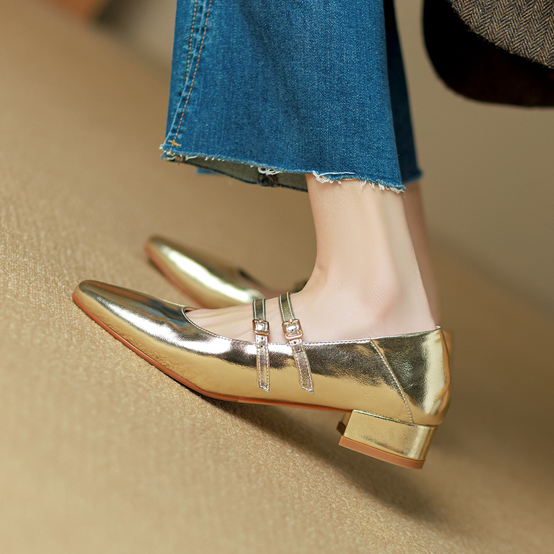 French Retro Double Buckle Mary Jane Pumps With Chunky Heel_voghion.com