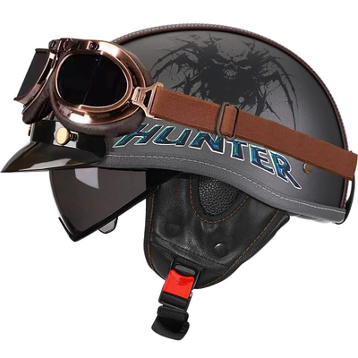 Motosiklet kaskı (dəbilqə) – Women Summer All-Season Motorcycle Half Helmet - sublime-gray-demon-hunter-tea-mirrorcopper-mirror-m