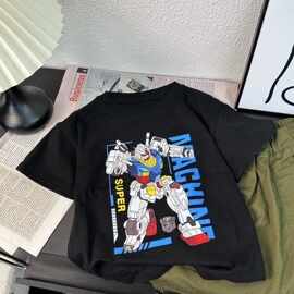 夏季A类男童高达机器人系列印花T恤休闲韩版变形金刚儿童短袖上衣