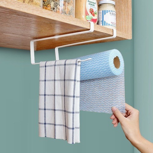 Iron paper towel holder roll paper holder simple cabinet hanging storage rack door cabinet partition layer storage rack kitchen paper rack