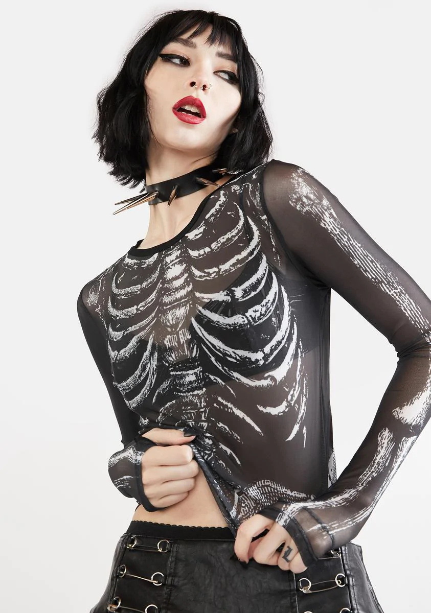 Skull Print Crop Top