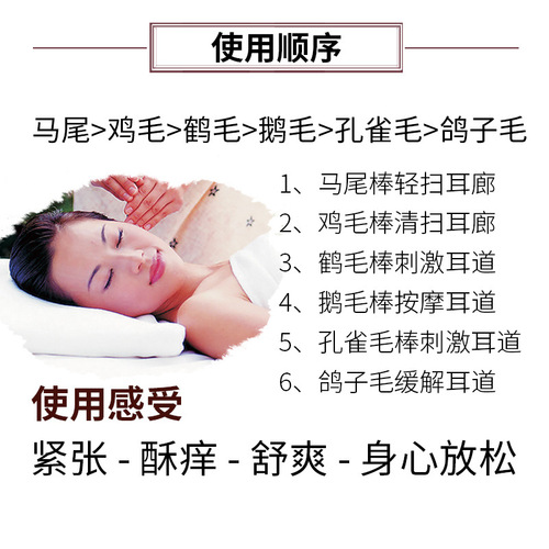 Factory wholesale ear-cleaning tools: silver needle, horsehair, goose feather, and chicken feather ear picks—perfect for ear care and grooming.