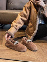 Z 29136 Fluffy Mary Jane Shoes with Inner Heightening