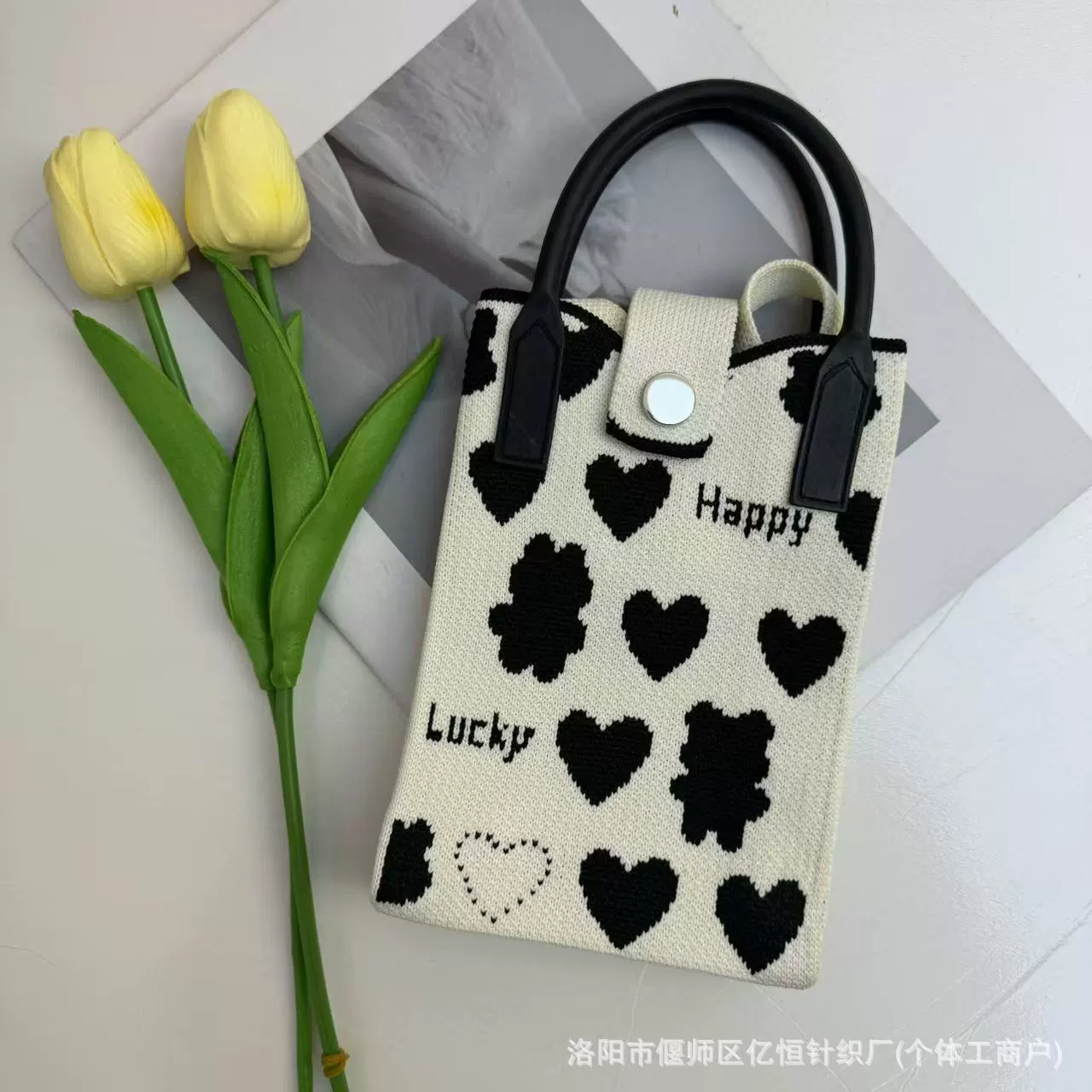 One-shoulder bag, wallet, knitted cute universal cartoon shoulder bag, Korean style