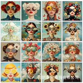 厂家直销5D女性艺术图片新水钻刺绣钻石画马赛克十字绣满钻无框