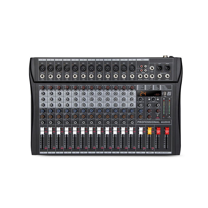 12 웨이 믹서 내장 24 종류의 시뮬레이션 효과 블루투스 잔향 무대 바 성능 웨딩 KTV 믹서