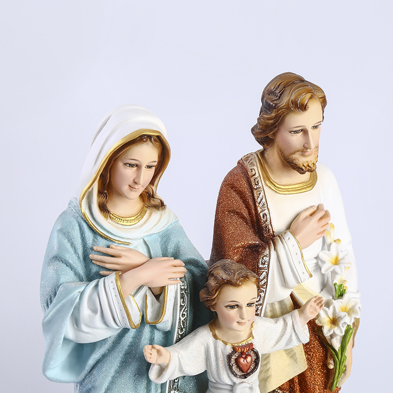 Cross-border 50cm nueva estatua de la Sagrada Familia de tres personas para la decoración de la estatua de la iglesia principal sala de estar