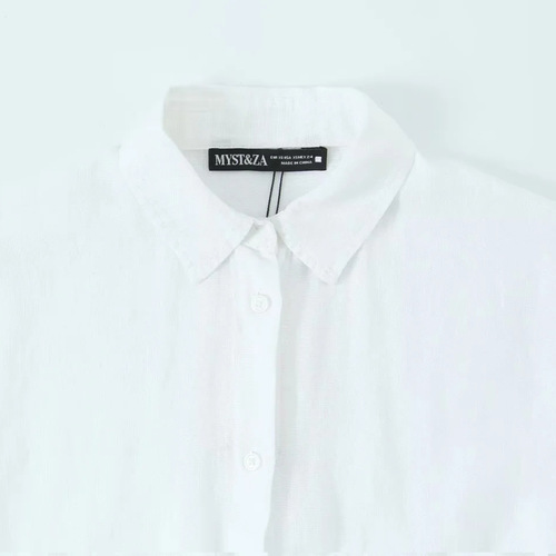 Z Europe & America 2025 Spring Women's Wear: Casual, Elegant, Minimalist Long-Sleeve Linen Loose Shirt – Model 4764051