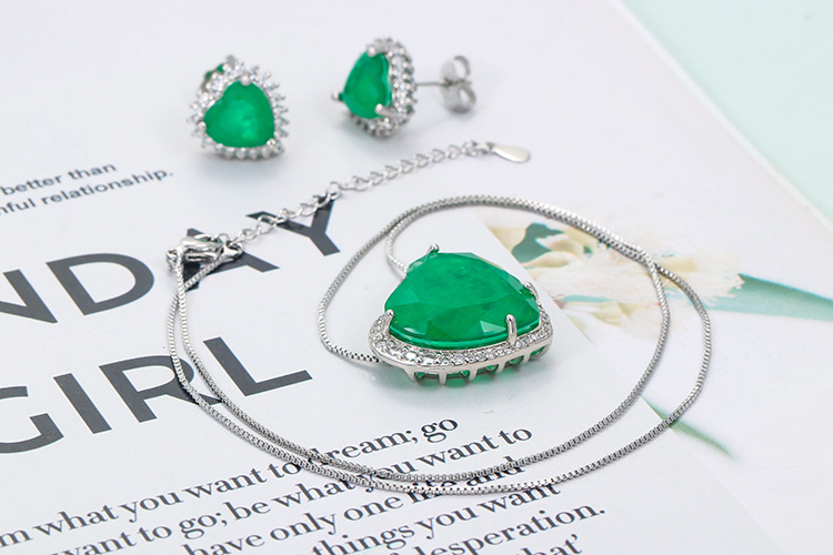 Holiday, Daily Occasion Copper Material Ig Style Heart Shape Copper Plating Inlay Artificial Gemstones Earrings Necklace