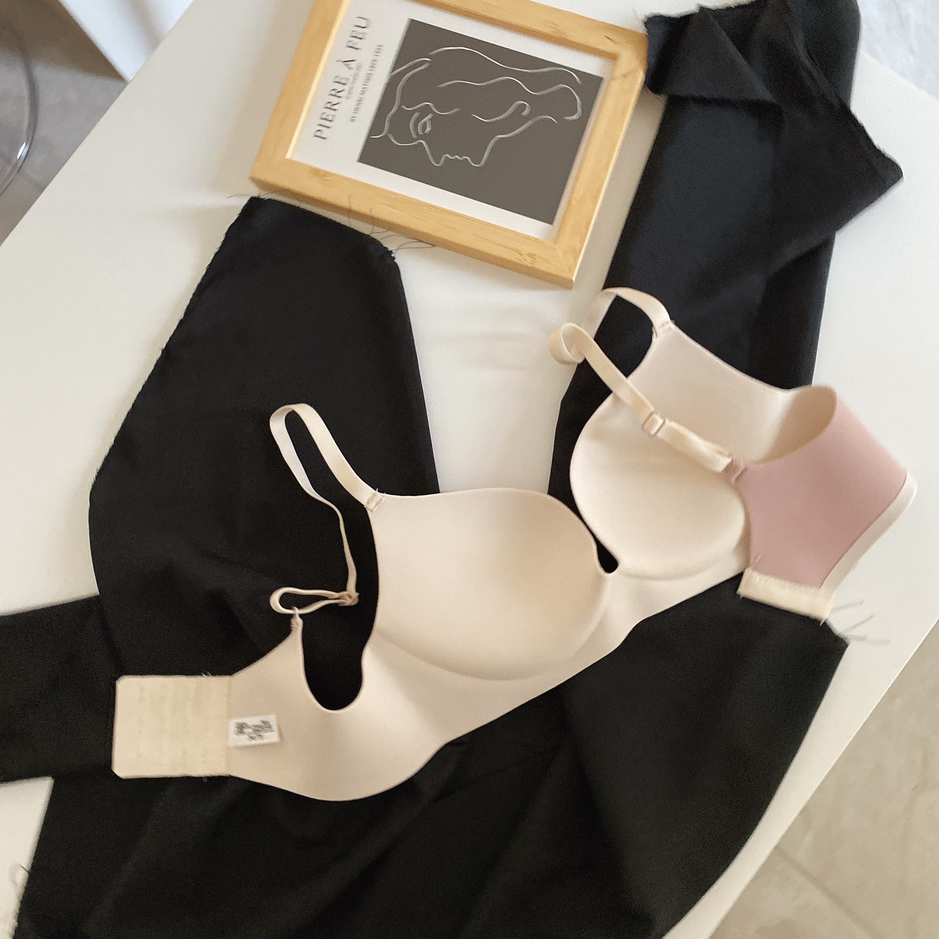 Colores de contraste que no dejan marcas, recolección lateral, soporte superior, leche antideslizante, ropa interior antiflacidez, sujetador de texto para niñas, senos pequeños, grandes