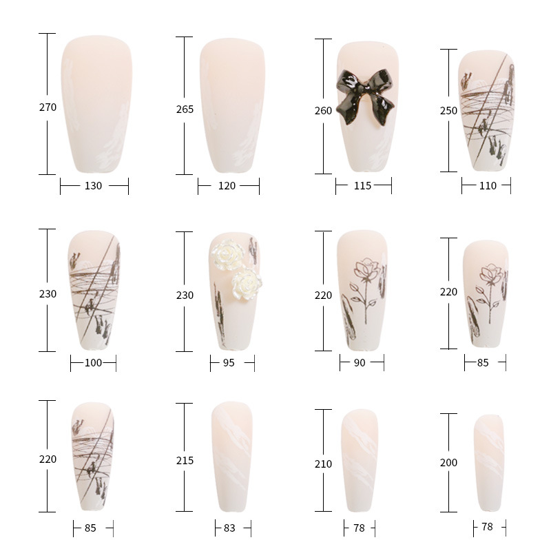 Procesamiento personalizado puede personalizar patrón de uñas de uso manuales de ballet manicure usable manicure parche de uñas falsas