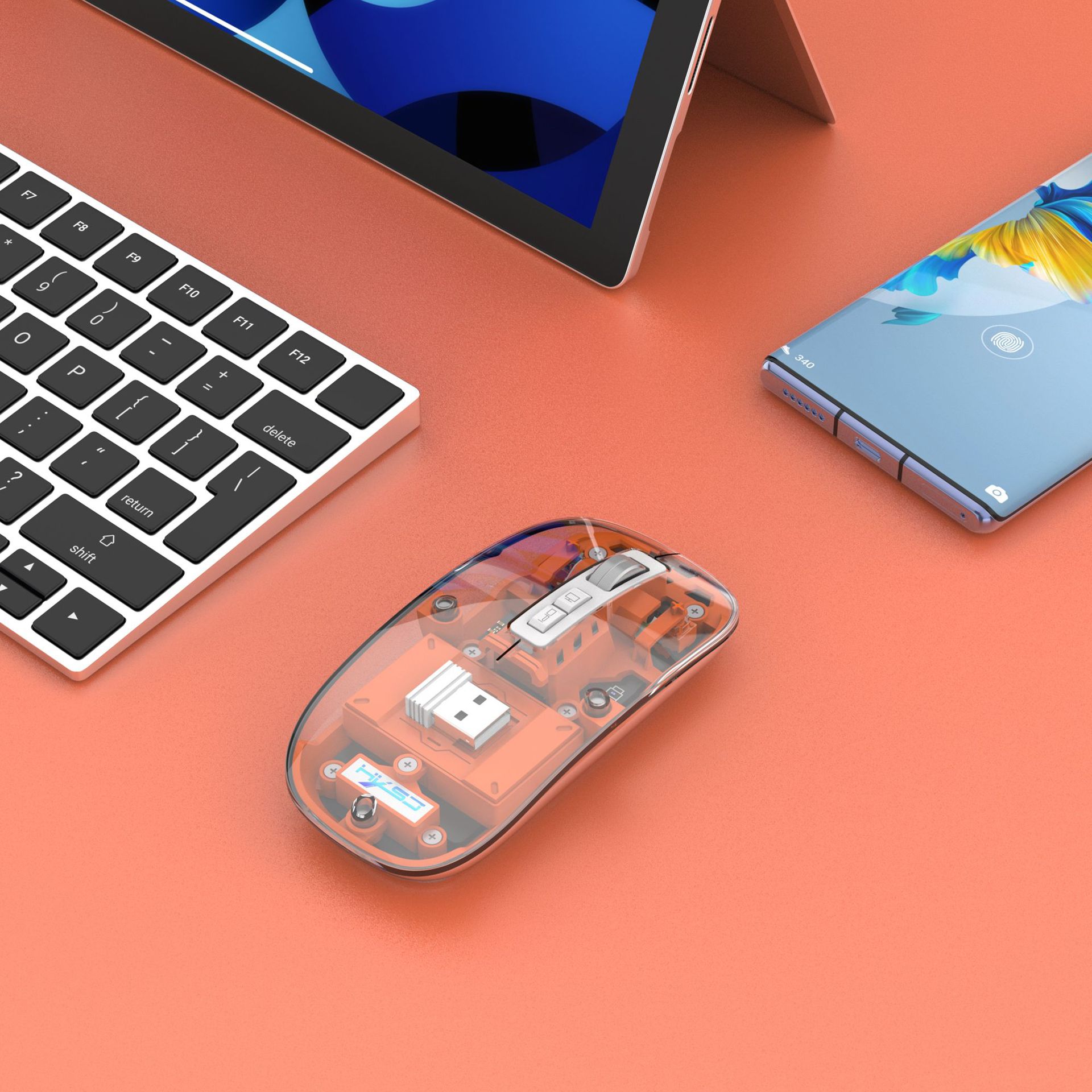 Le troisième examen simulé transparent 2.4G/Bluetooth 5.1 souris sans fil rechargeable magnétique silencieuse affichage de charge_voghion.com