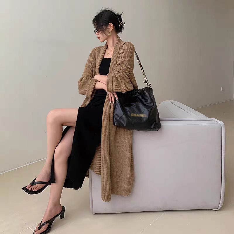 Autumn and Winter Lazy High-end Elegant Ultra-long Sweater Coat Women's Loose Knitted Cardigan All-match Knee-high Autumn and Winter Lazy High-end Elegant Ultra-long Sweater Coat Women's Loose Knitted Cardigan All-match Knee-high