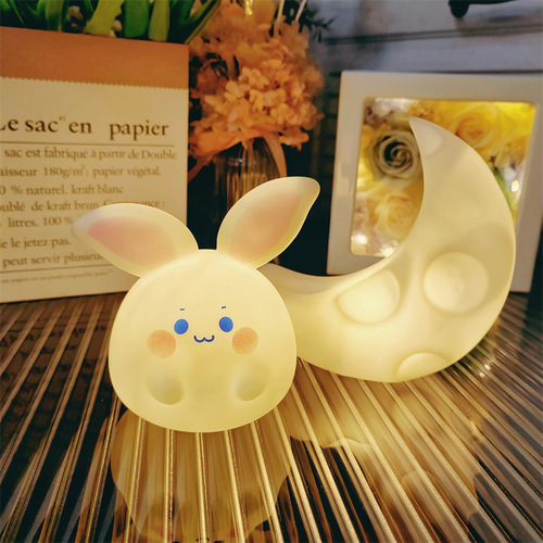 Cute rabbit night light led creative bedroom small table lamp children's luminous toys night market street stall wholesale gifts