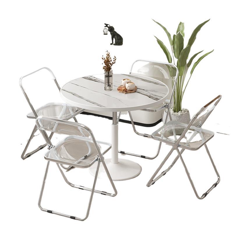 Fábrica directa de tulipanes blancos balcón ocio mesa redonda simple mesa de negociación sillas tablero de madera mesa de comedor doméstica litros