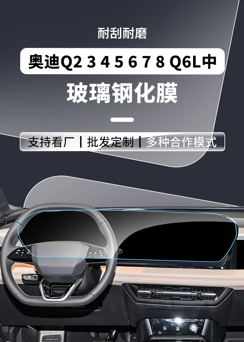 Suitable for Audi Q3 Q4 Q5L Q6 Q7 Q8E-Tron Tempered Film Central Control Navigation Instrument Protection Film