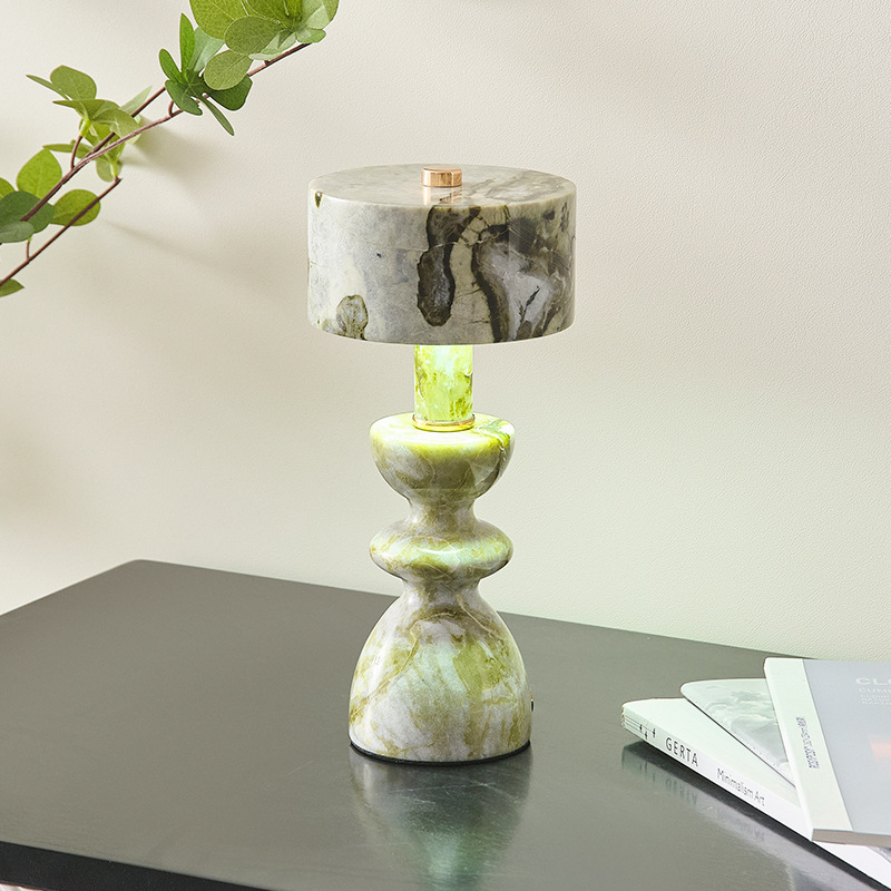 Marble and Jade Table Lamp Coffee Desktop Bar Lamp Nordic ins Creative Simple Rechargeable Bedside Nightlight Marble and Jade Table Lamp Coffee Desktop Bar Lamp Nordic ins Creative Simple Rechargeable Bedside Nightlight