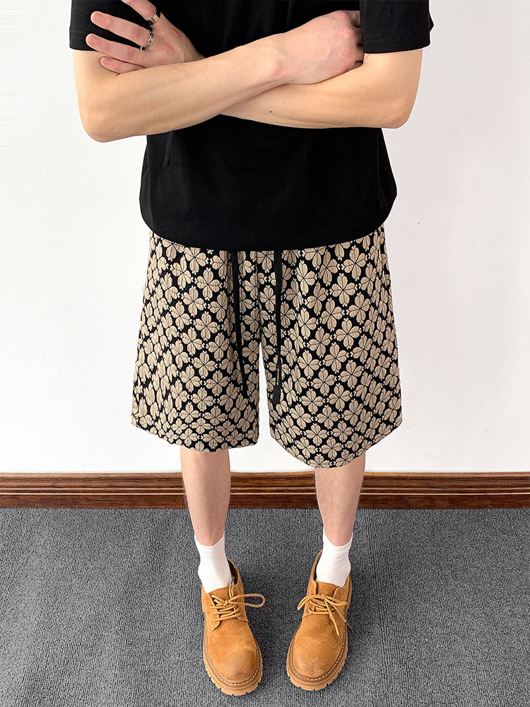 Herren Shorts Mit Hahnentrittmuster Vintage Stil Locker_voghion.com