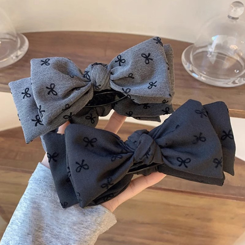 Otoño y invierno gris gran broche de arco tocado de alta sensación no lastimar la cabeza detrás de la cabeza broche de cabeza