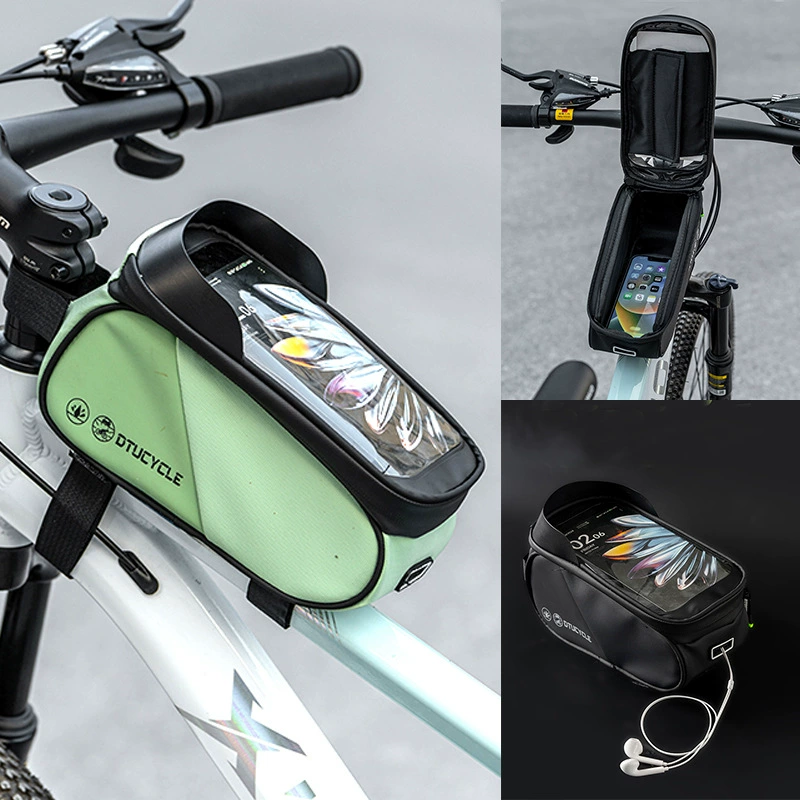 DTUCYCLE Велосипедная сумка с двойной цветовой водонепроницаемый мобильный телефон с сенсорным экраном передняя балка седельная сумка для езды на велосипеде сумка для хранения