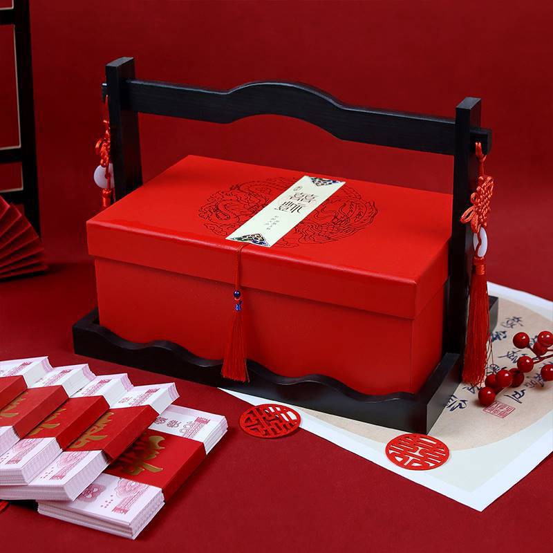 彩礼钱盒子装的结婚用的箱钱套万订婚聘礼箱聘金中式嫁妆跨