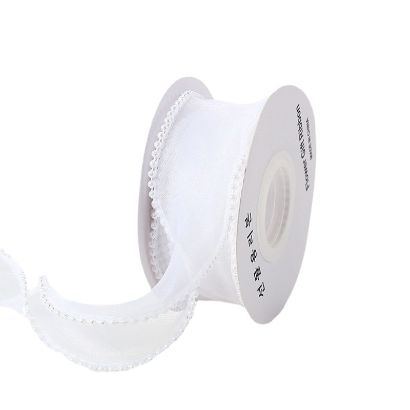 Venta al por mayor 4cm fishtail Hilado pastel decoración borde flor embalaje perla transparente hilo ramo hornear cinta en stock