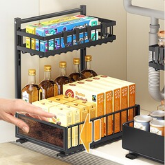 Amazon Cross-Border Exclusive: Multifunctional Kitchen Storage Rack with Silent Sliding Rails&mdash;Perfect for Seasonings, Odds, and Ends, Featuring a Side-Pull Design for Convenient Storage