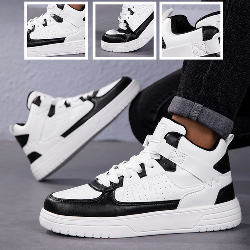 Korean trend couples 'platform skate shoes with soft soles and comfortable sports single-layer shoes with lace, fashionable outdoor casual shoes for men and women
