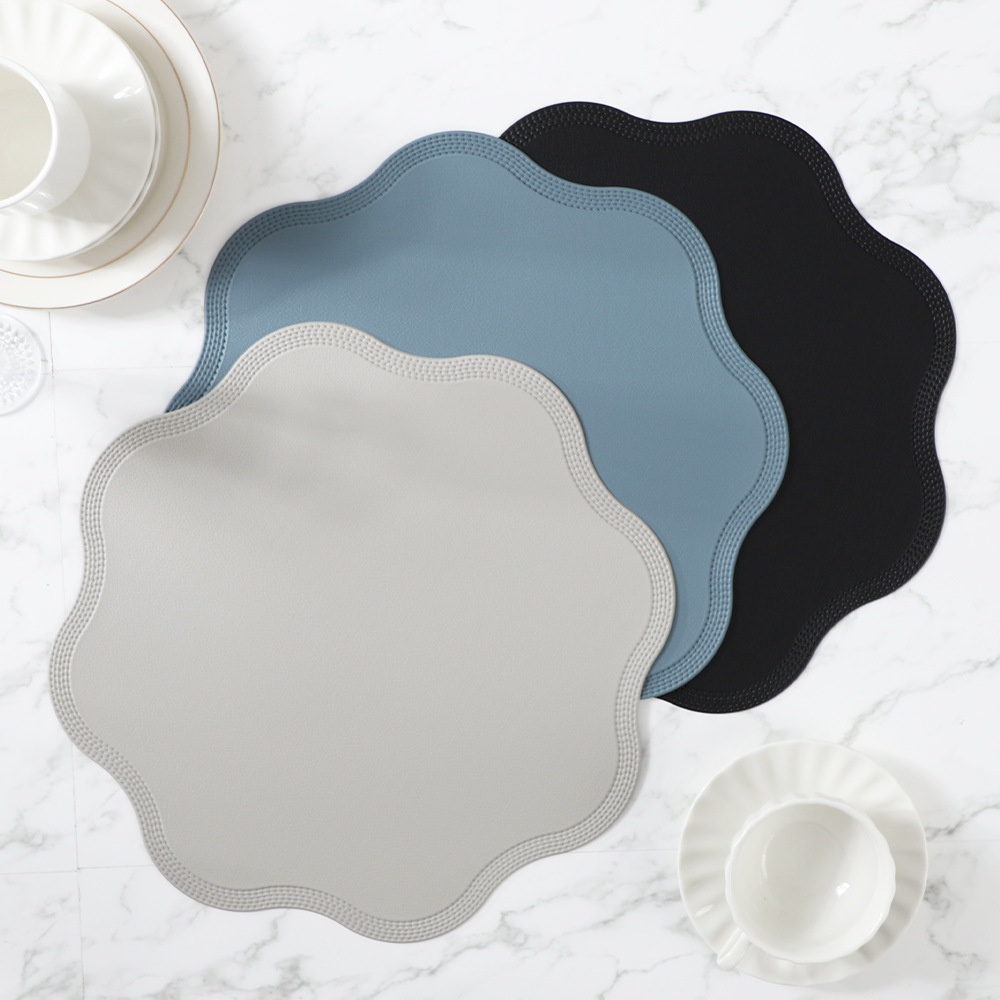 2025pvc cojín de mesa en relieve de cuero, mantel de flor de cuero espumado, mantel protector anti-escaldado de mesa, temu