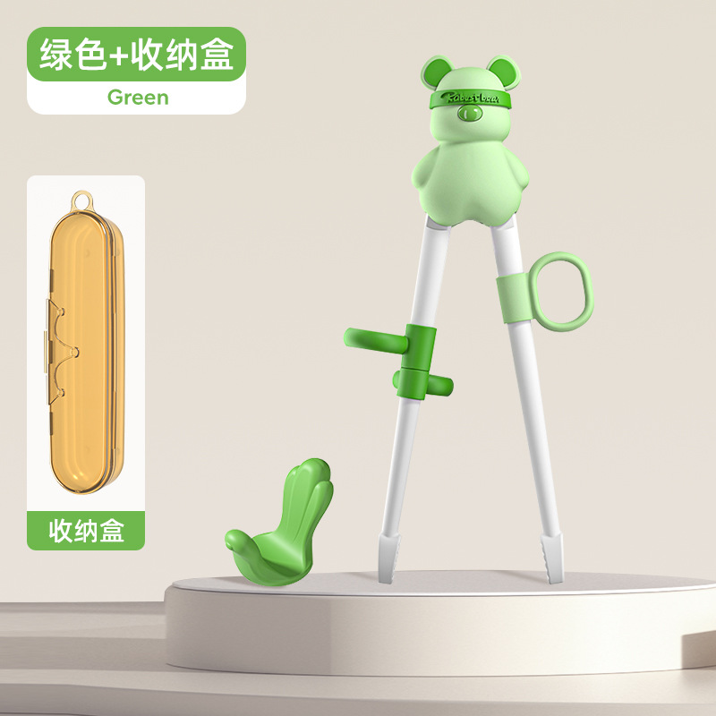 [Free storage box] Green [Automatic rebound-anti-slip chopstick head]